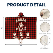 Mama Bear Custom Name - Personalized Wearable Blanket Hoodie