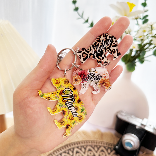 Mama Bear Grandma Bear Custom With Cubs Names - Personalized Acrylic Keychain