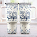 Mama Bear Toile De Jouy - Personalized 40oz Tumbler With Straw