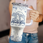 Mama Bear Toile De Jouy - Personalized 40oz Tumbler With Straw