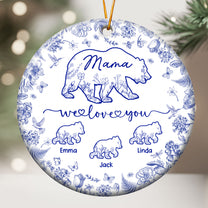 Mama Bear Toile De Jouy - Personalized Ceramic Ornament