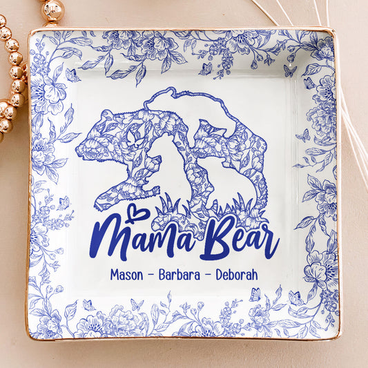 Mama Bear Toile De Jouy - Personalized Jewelry Dish
