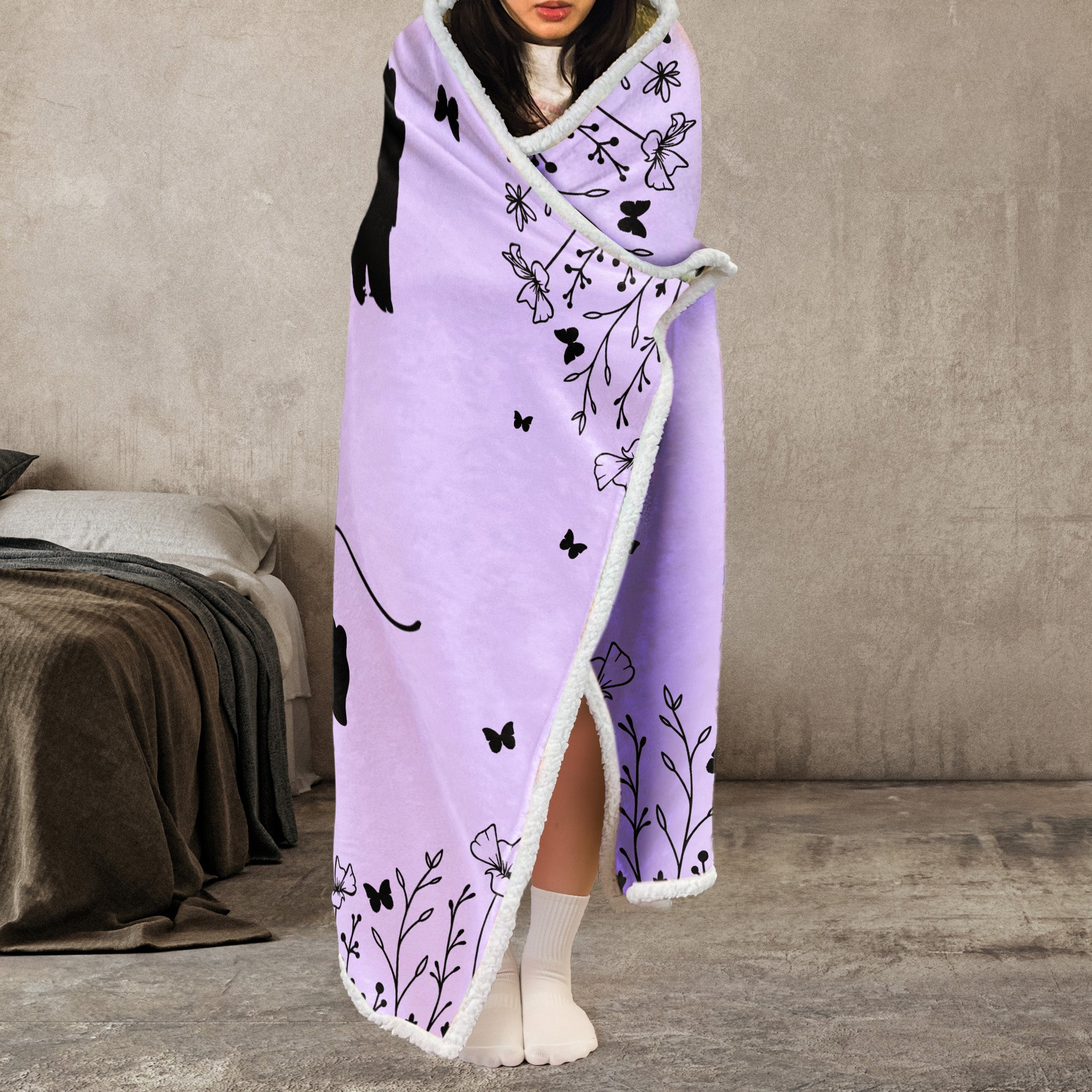 Mama Bear We Love You Floral Version - Personalized Wearable Blanket