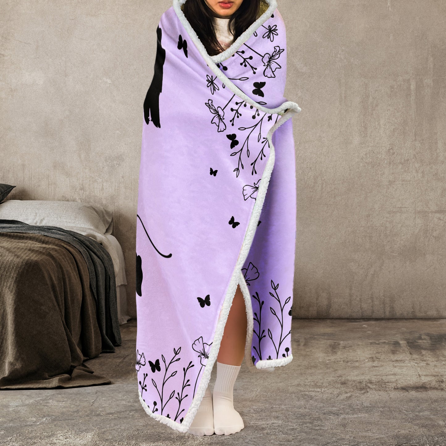 Mama Bear We Love You Floral Version - Personalized Wearable Blanket