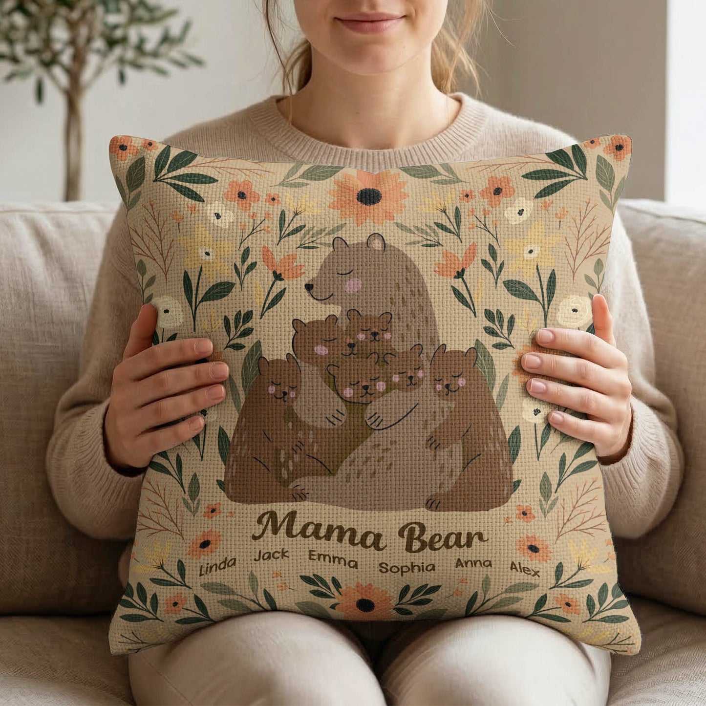 Mamabear Flower - Personalized Pillow Cover
