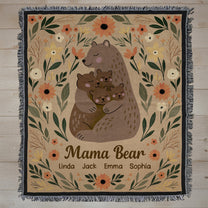 Mamabear Flower - Personalized Woven Blanket