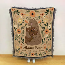 Mamabear Flower - Personalized Woven Blanket