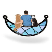 Man And Dog Sitting On The Moon - Personalized Window Hanging Suncatcher Ornament