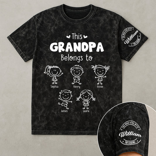 Man Myth Legend This Grandpa Belongs To Kids Grandkids Names - Personalized Shirt