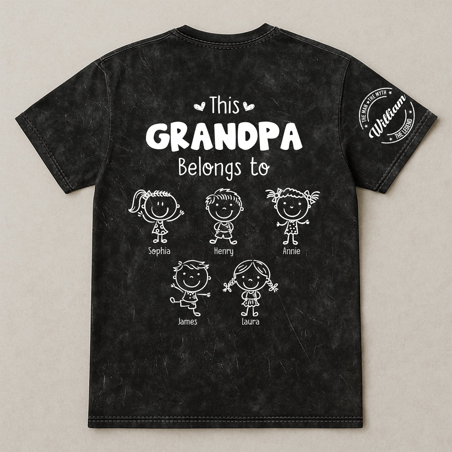Man Myth Legend This Grandpa Belongs To Kids Grandkids Names - Personalized Shirt