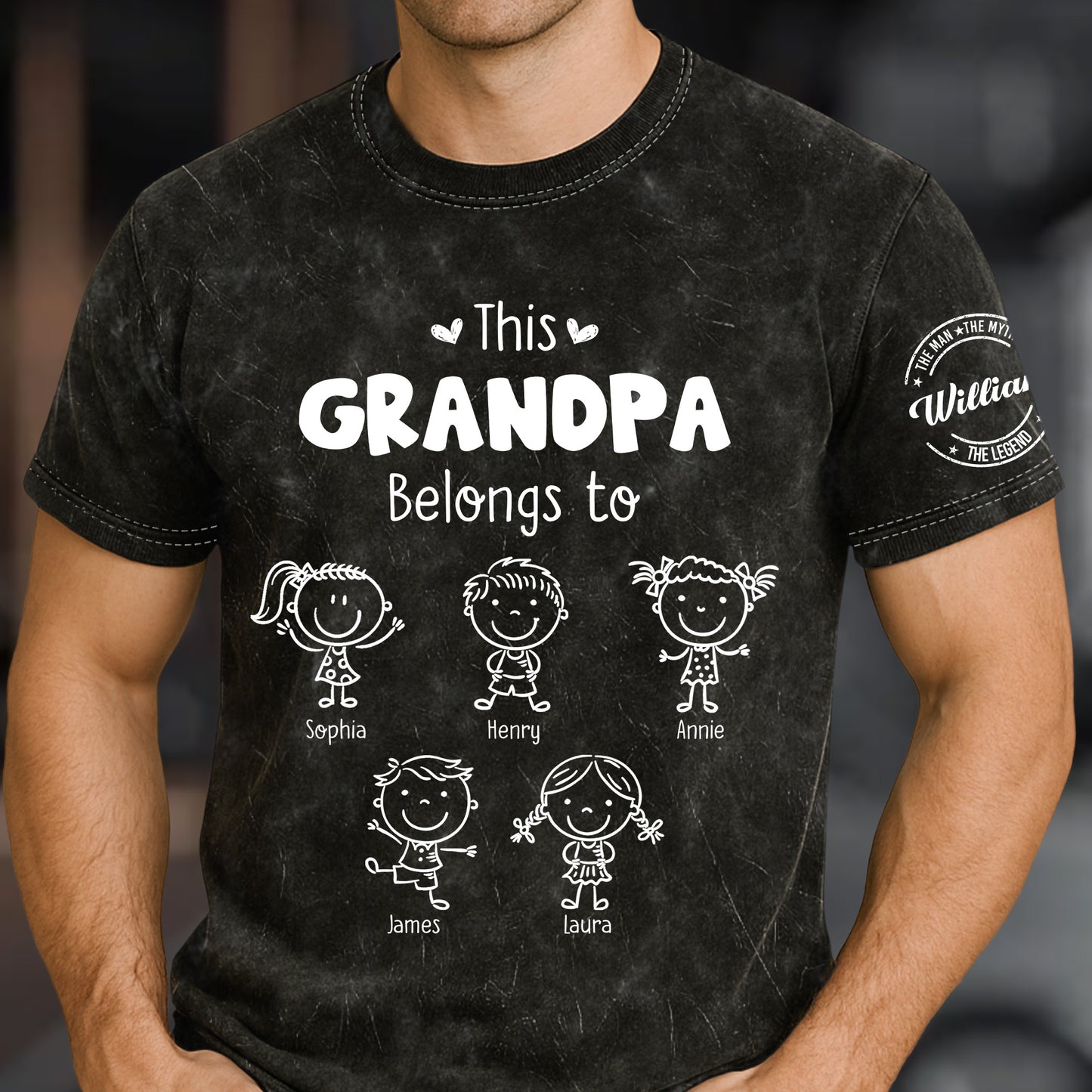 Man Myth Legend This Grandpa Belongs To Kids Grandkids Names - Personalized Shirt