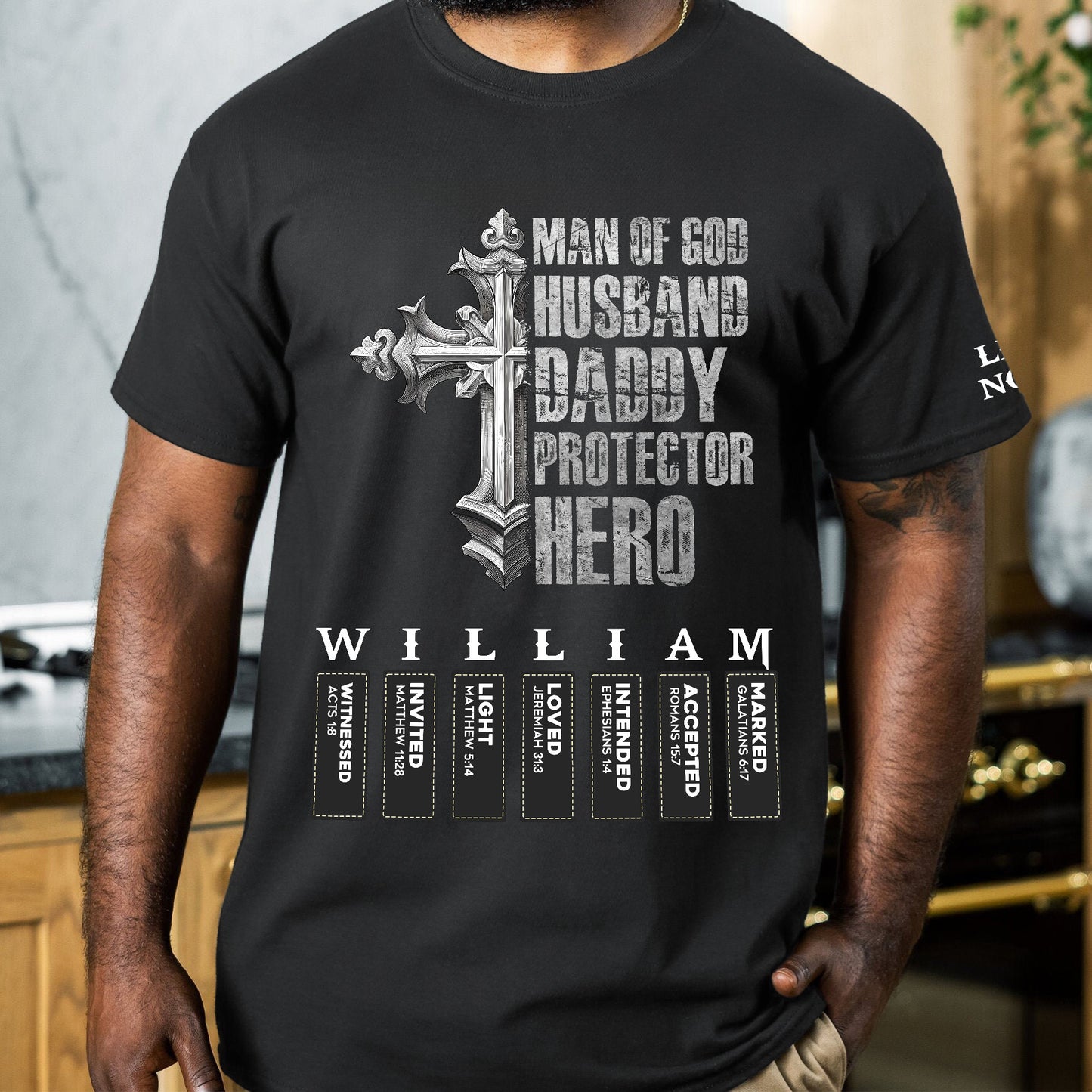 Man Of God Husband Daddy Protector Hero Name Letter In Bible - Personalized Shirt