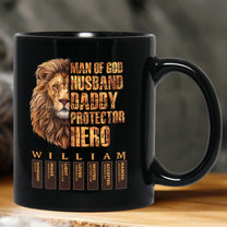 Man Of God Husband Daddy Protector Hero With Name Letter In Bible - Personalized Mug