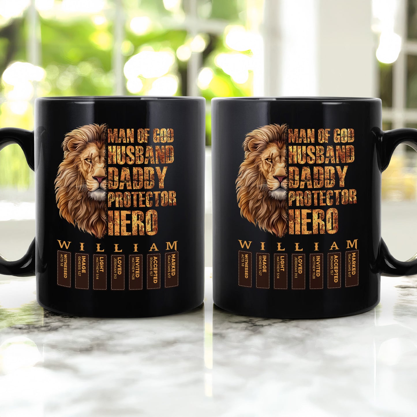 Man Of God Husband Daddy Protector Hero With Name Letter In Bible - Personalized Mug