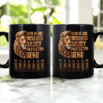 Man Of God Husband Daddy Protector Hero With Name Letter In Bible - Personalized Mug