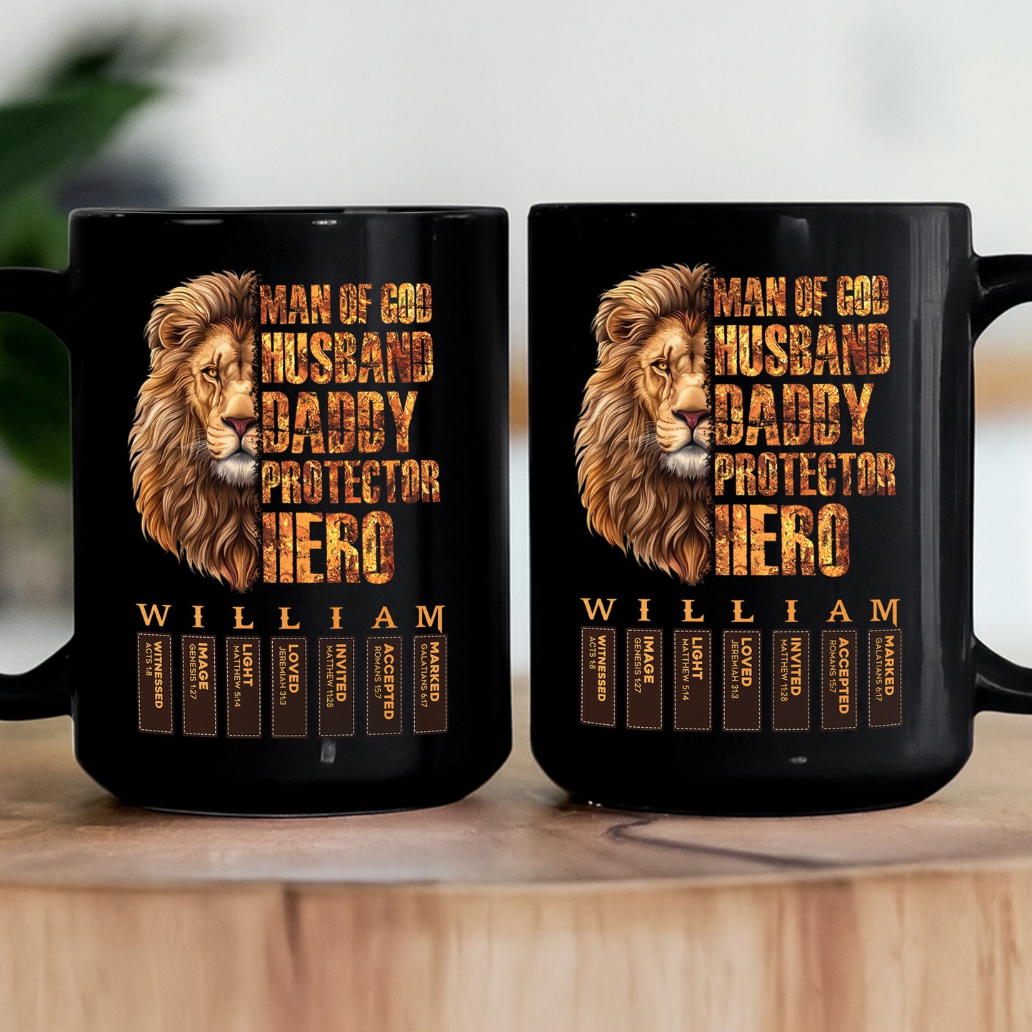 Man Of God Husband Daddy Protector Hero With Name Letter In Bible - Personalized Mug