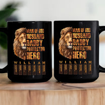 Man Of God Husband Daddy Protector Hero With Name Letter In Bible - Personalized Mug