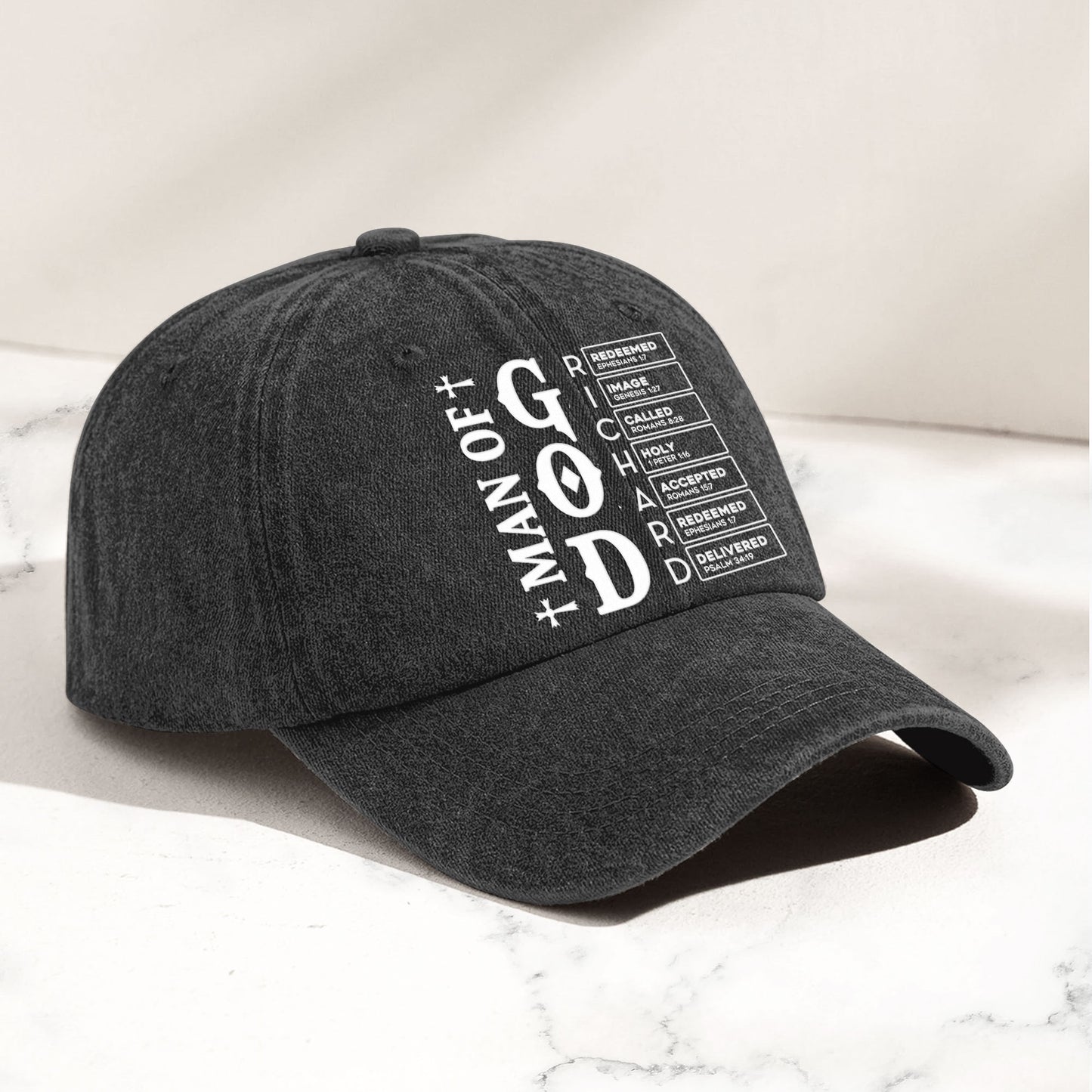 Man Of God - Personalized Distressed Denim Cap