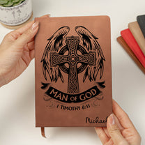 Man Of God Religious Gift For Him - Personalized Leather Journal