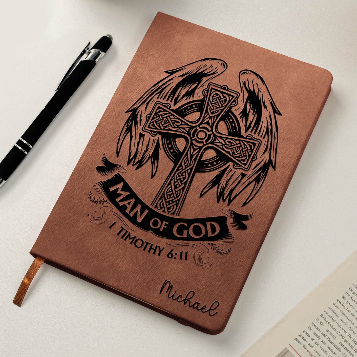 Man Of God Religious Gift For Him - Personalized Leather Journal