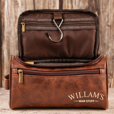 Man Stuff - Personalized Leather Toiletry Bag