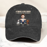 Man & His Dog A Bond Can't Be Broken - Personalized Distressed Denim Cap