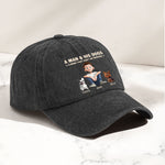 Man & His Dog A Bond Can't Be Broken - Personalized Distressed Denim Cap