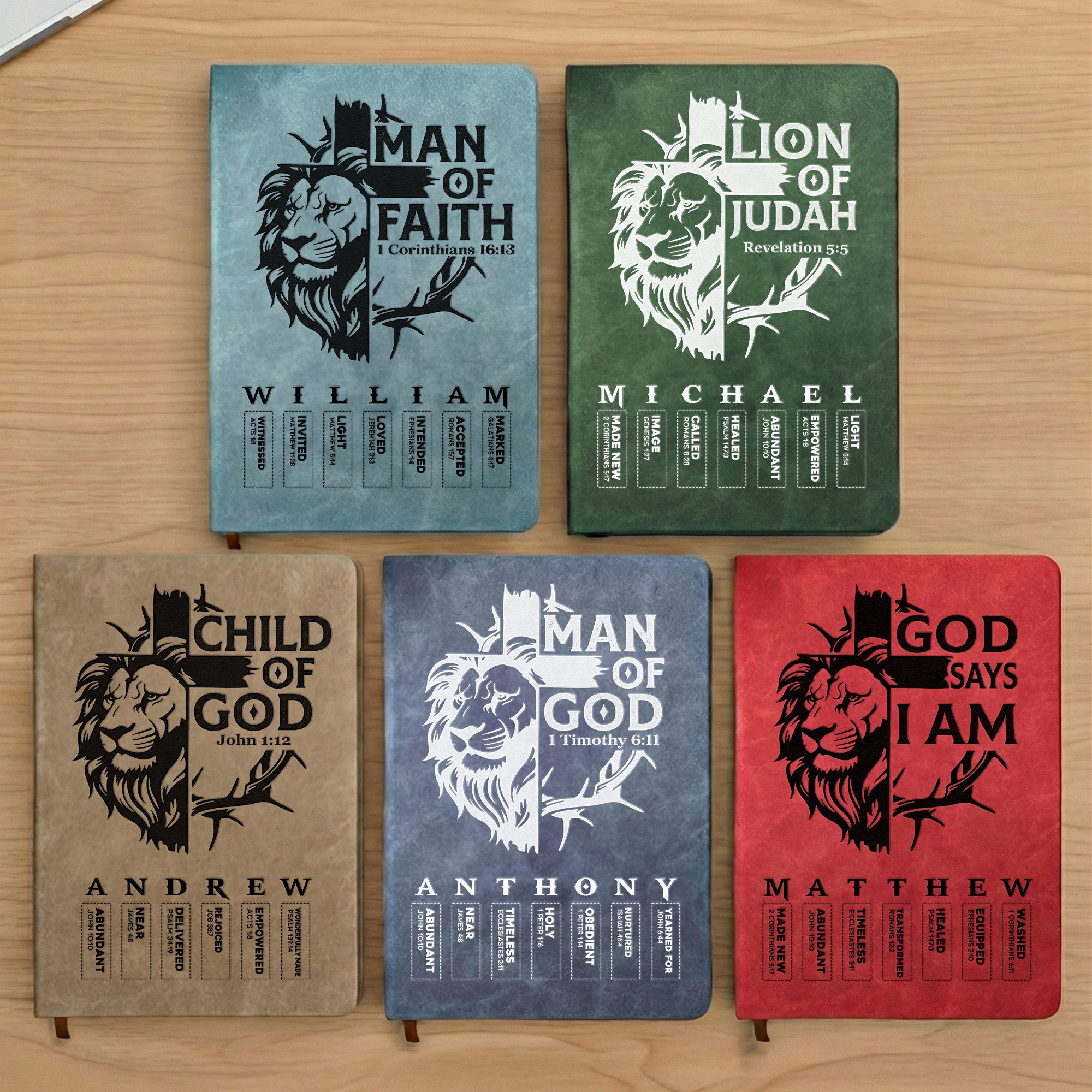 Man Of God - Man Of Faith Christian Gift For Him - Personalized Leather Journal