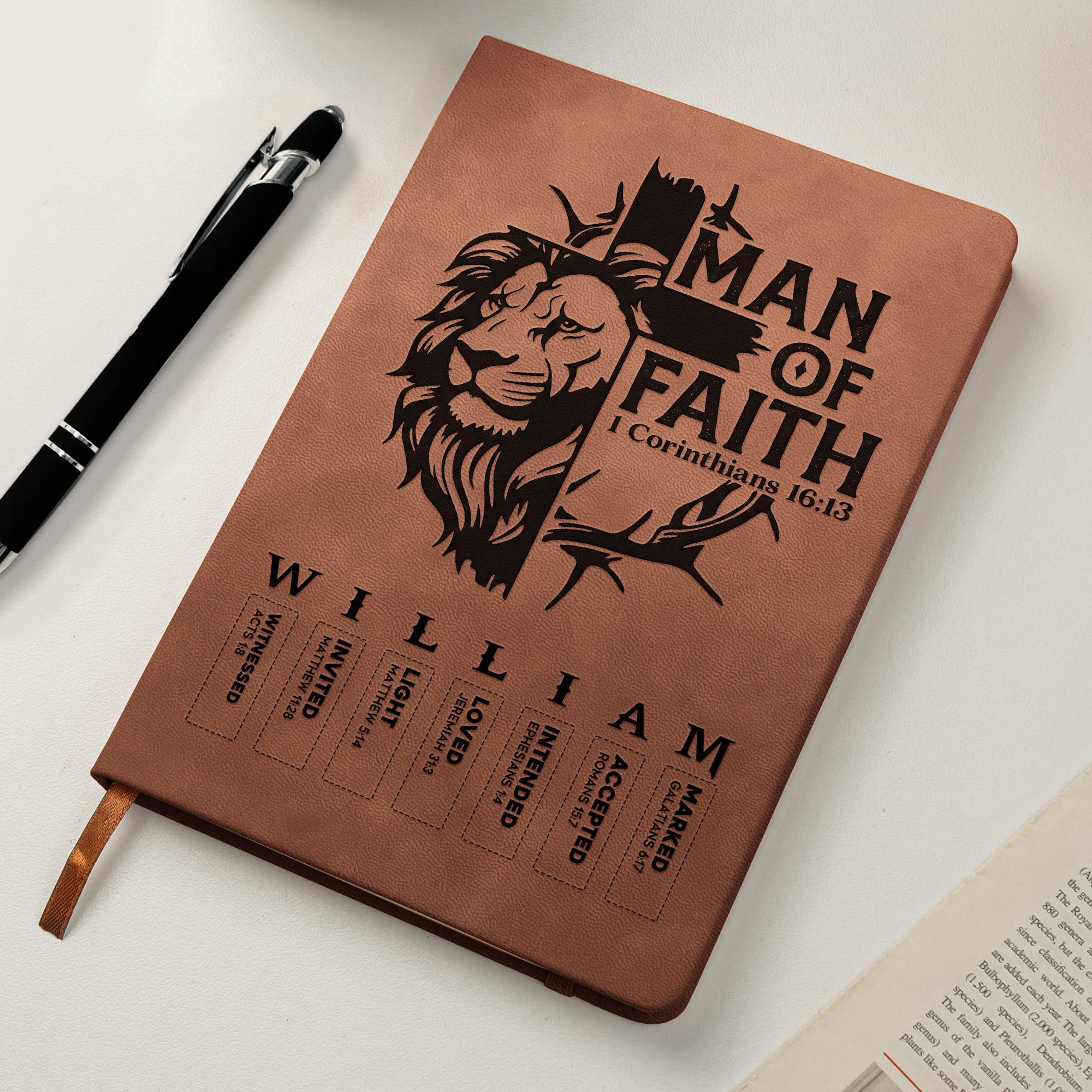 Man Of God - Man Of Faith Christian Gift For Him - Personalized Leather Journal