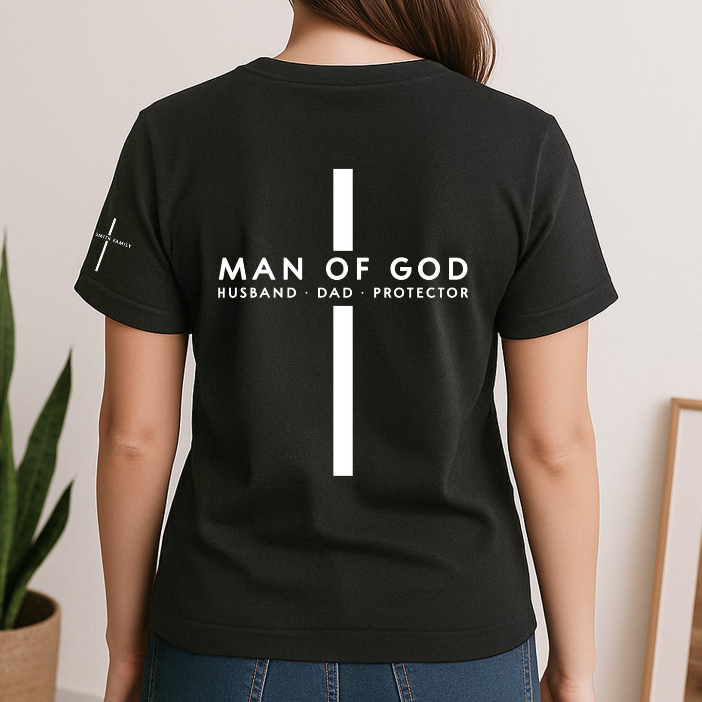 Man-Of-God-Custom-Family-Name-On-Sleeve-Pride-Christian-Gifts-For-Men,-Husband,-Dad-Personalized-Shirt-4