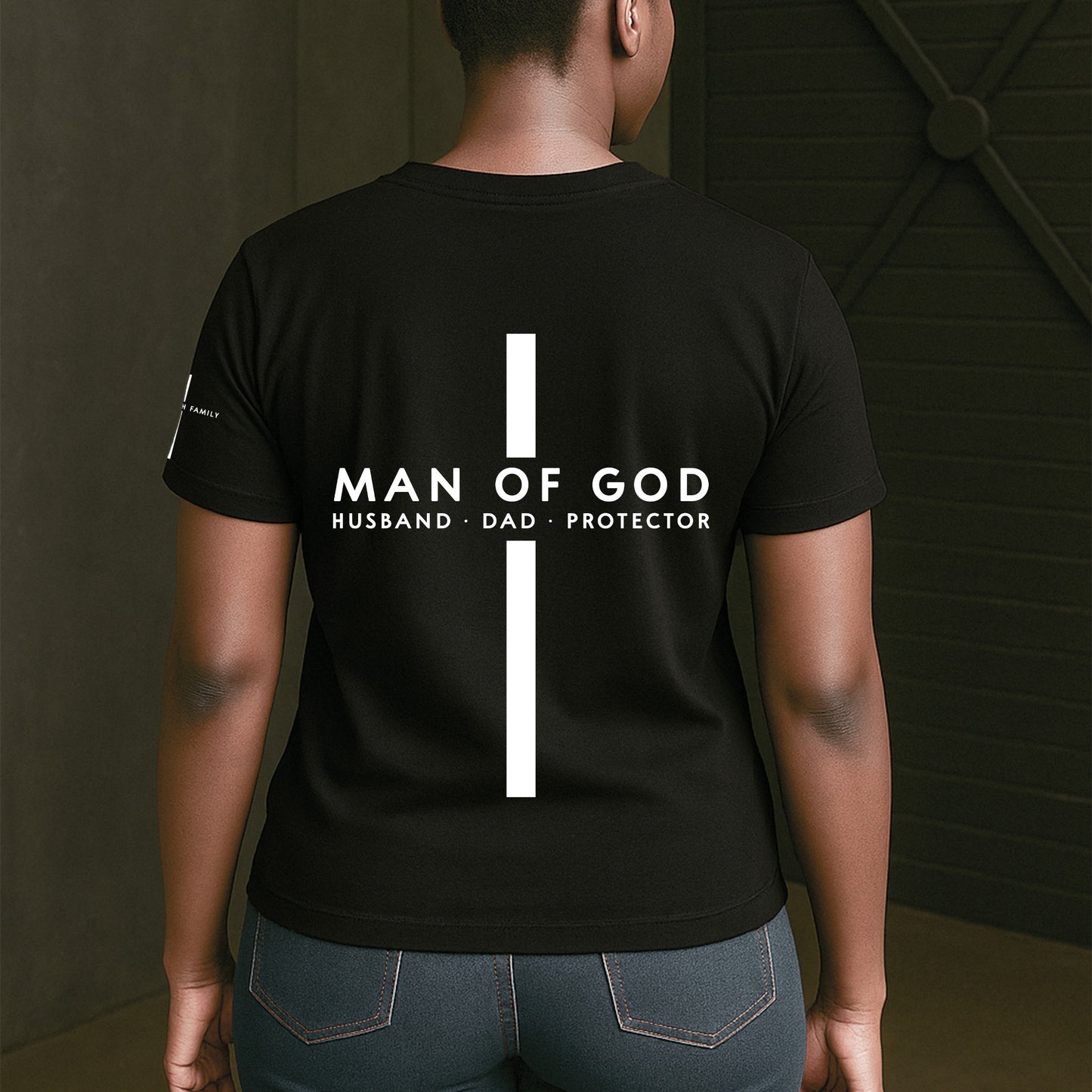 Man-Of-God-Custom-Family-Name-On-Sleeve-Pride-Christian-Gifts-For-Men,-Husband,-Dad-Personalized-Shirt-6