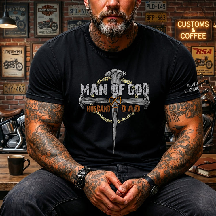 Man-Of-God-Dad-Christian-Father's-Day-Gifts-Custom-Kids'-Names-On-Sleeves-Personalized-Shirt-1