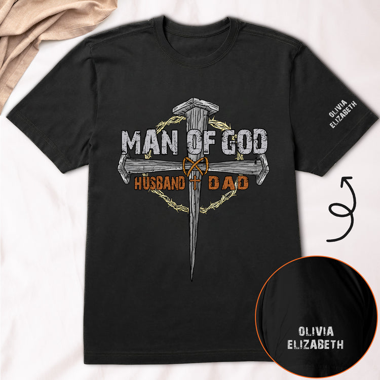 Man-Of-God-Dad-Christian-Father's-Day-Gifts-Custom-Kids'-Names-On-Sleeves-Personalized-Shirt-4