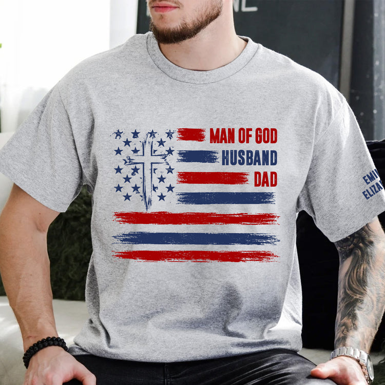 Man-Of-God,-Husband,-Dad,-Papa-Christian-Gift,-Father's-Day-Gift-Kids'-Names-On-Sleeve-Personalized-Shirt-4