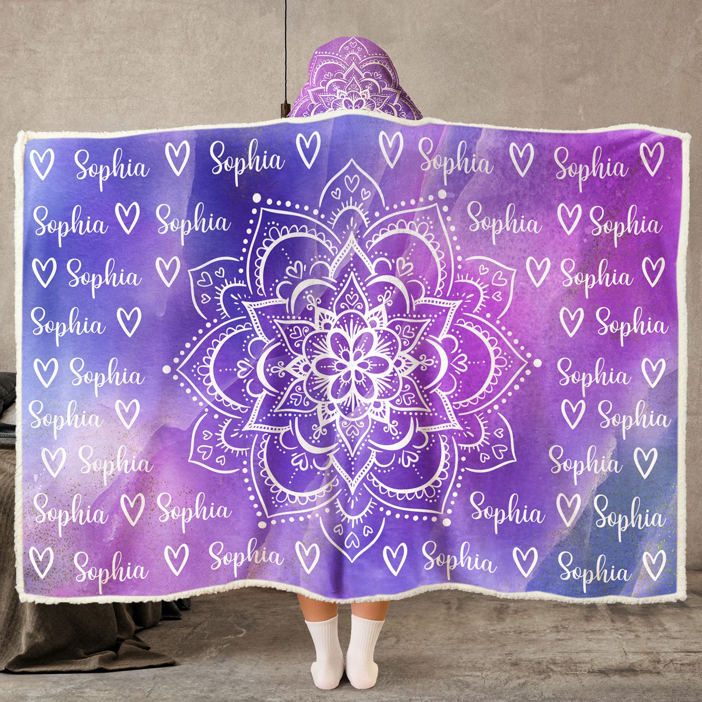 Mandala Custom Name Yoga - Personalized Wearable Blanket Hoodie