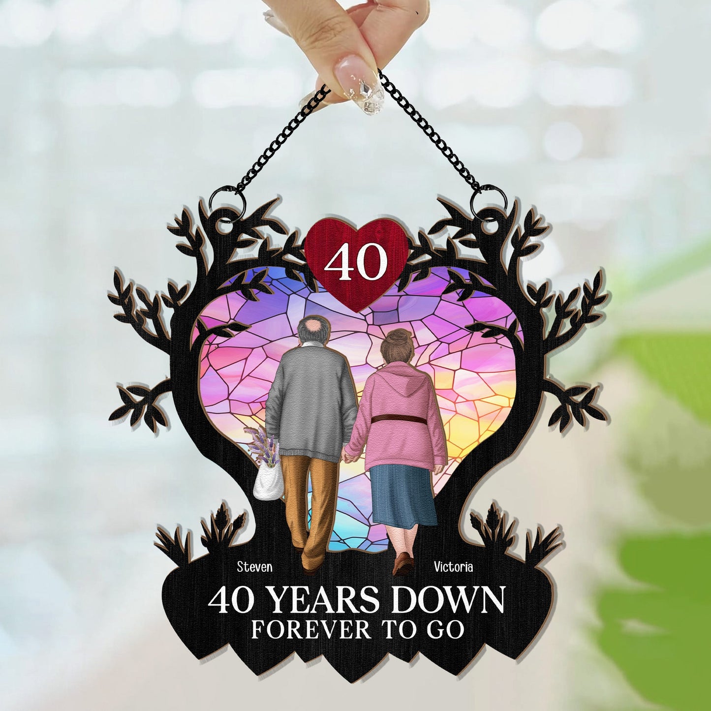 Many Years Down Forever To Go - Personalized Window Hanging Suncatcher Ornament