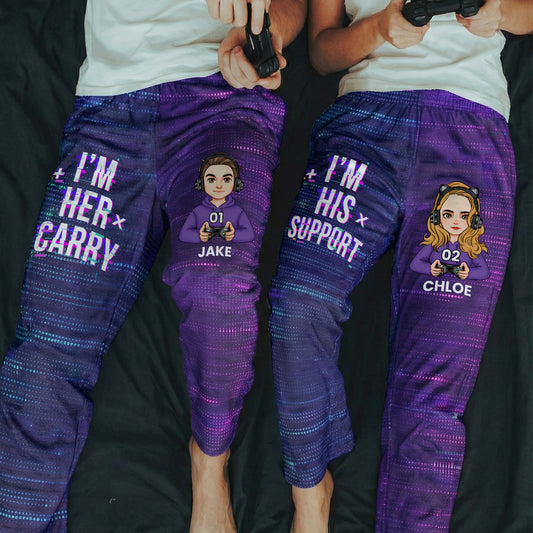 Matching Gaming Couples Player 01 02 For Gamer Lovers - Personalized Matching Lounge Pants With Pockets