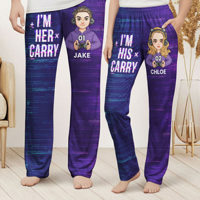 Matching Gaming Couples Player 01 02 For Gamer Lovers - Personalized Lounge Pants With Pockets