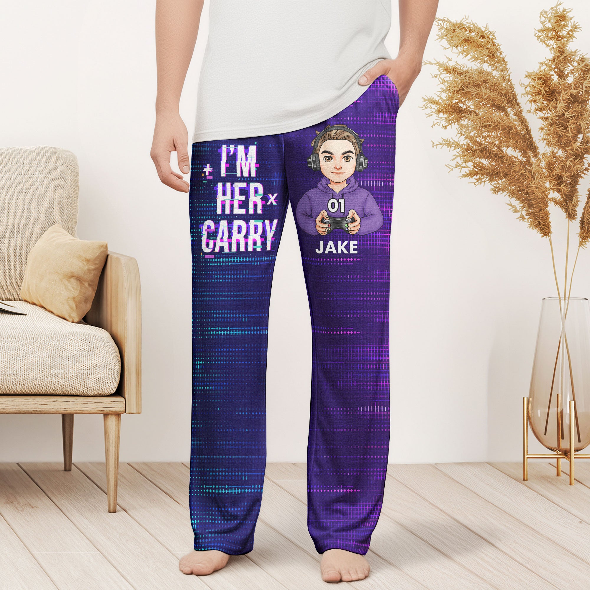 Matching Gaming Couples Player 01 02 For Gamer Lovers - Personalized Lounge Pants With Pockets