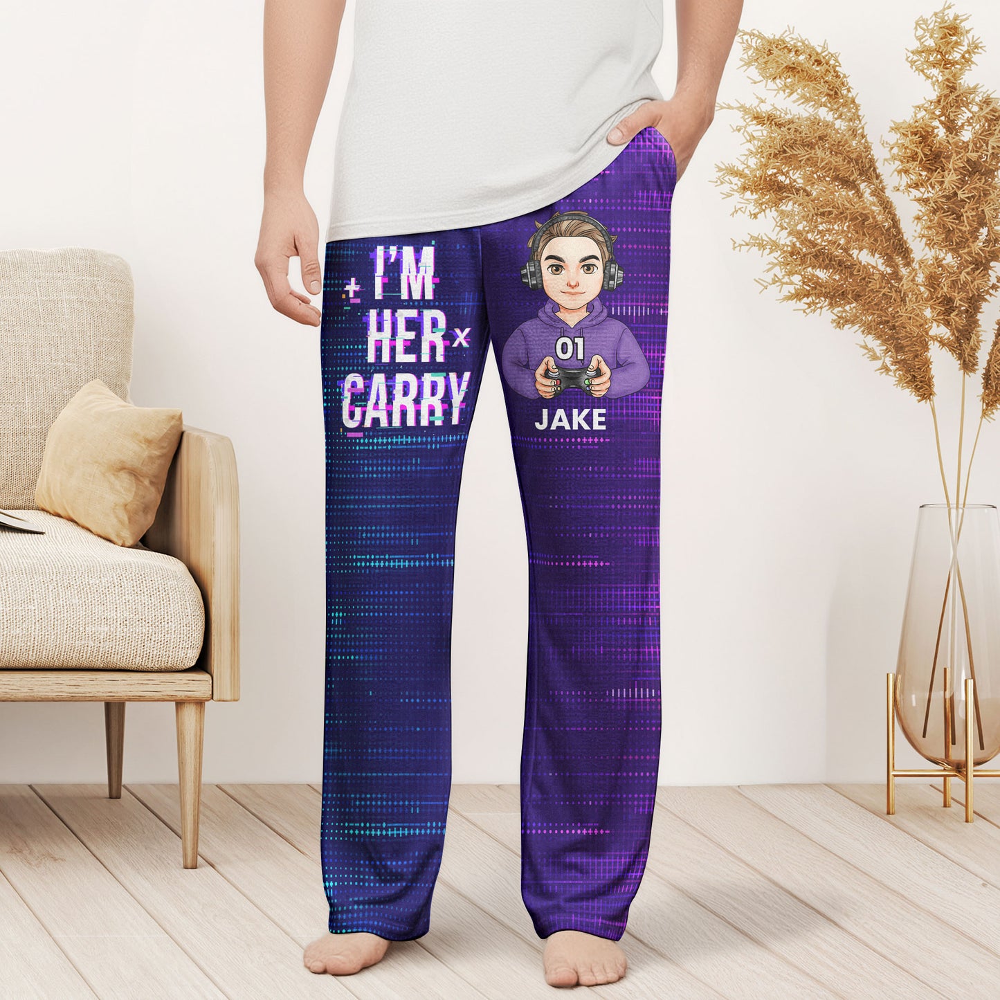 Matching Gaming Couples Player 01 02 For Gamer Lovers - Personalized Sweatpants, Lounge Pants With Pockets