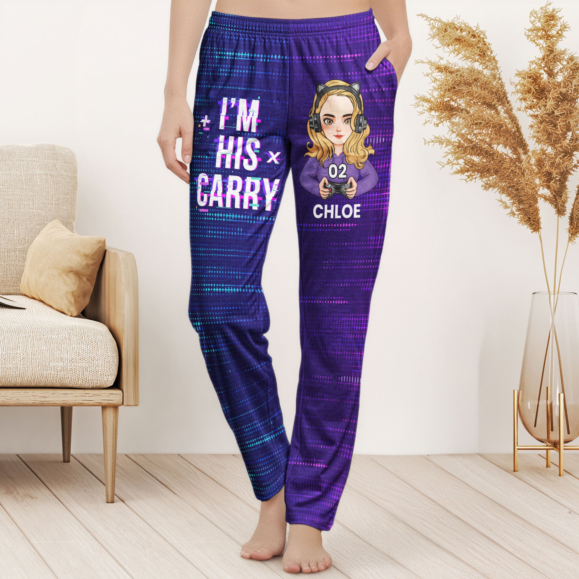 Matching Gaming Couples Player 01 02 For Gamer Lovers - Personalized Lounge Pants With Pockets