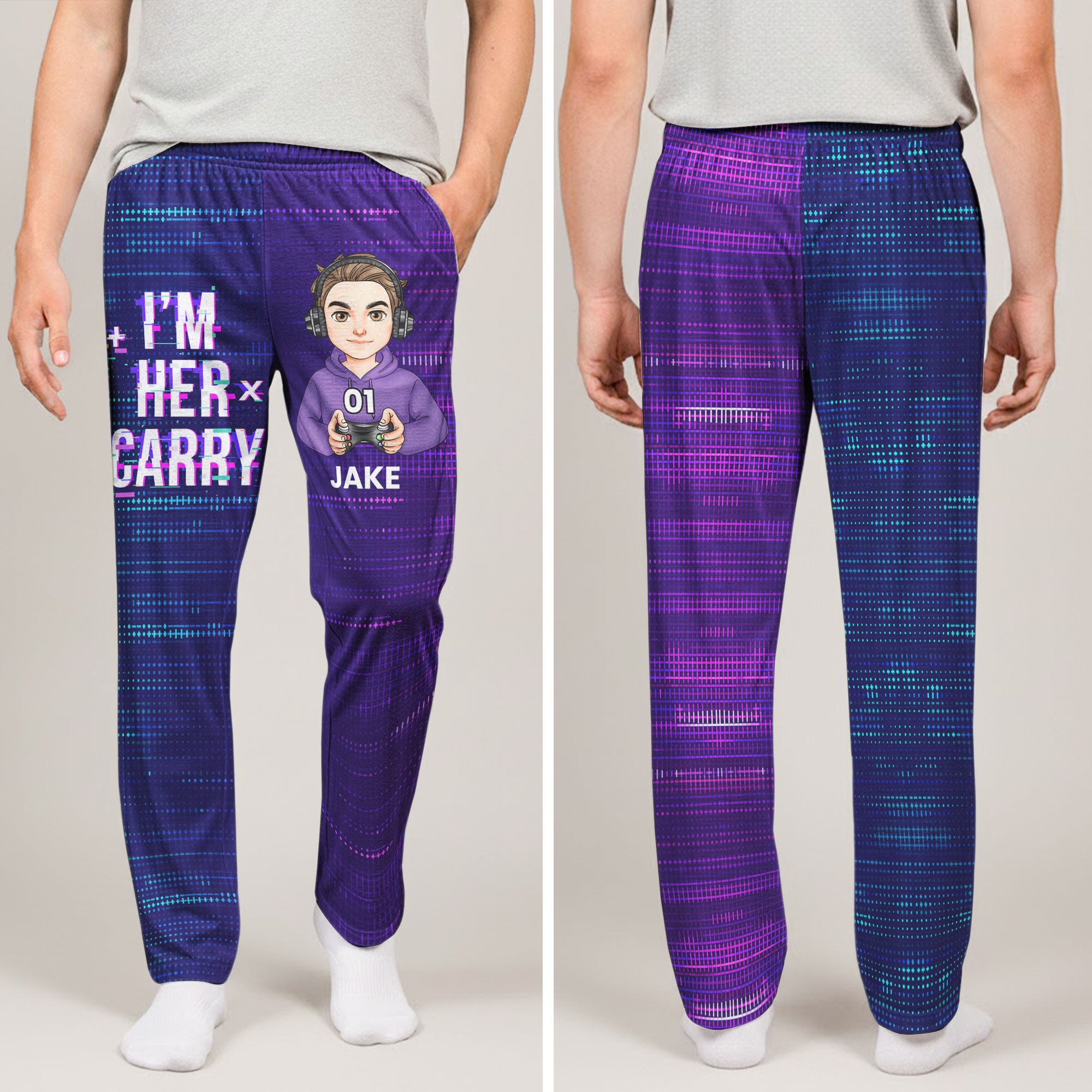 Matching Gaming Couples Player 01 02 For Gamer Lovers - Personalized Lounge Pants With Pockets