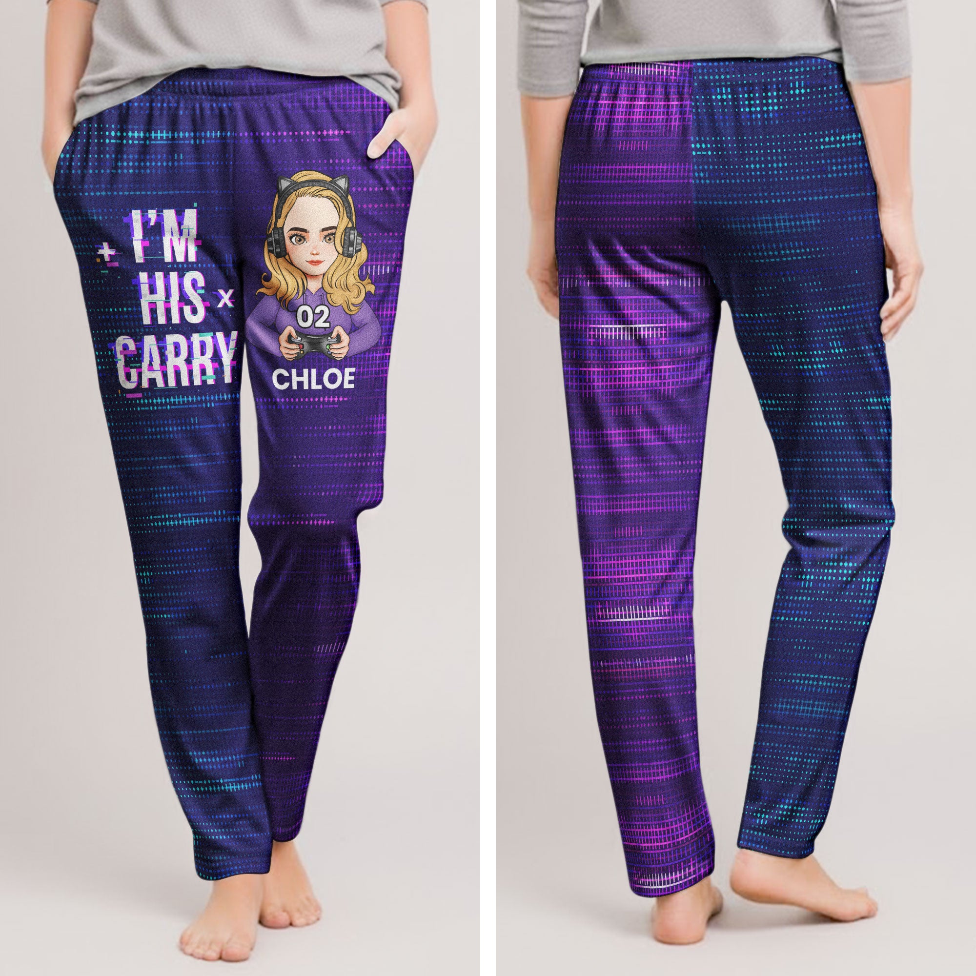 Matching Gaming Couples Player 01 02 For Gamer Lovers - Personalized Lounge Pants With Pockets