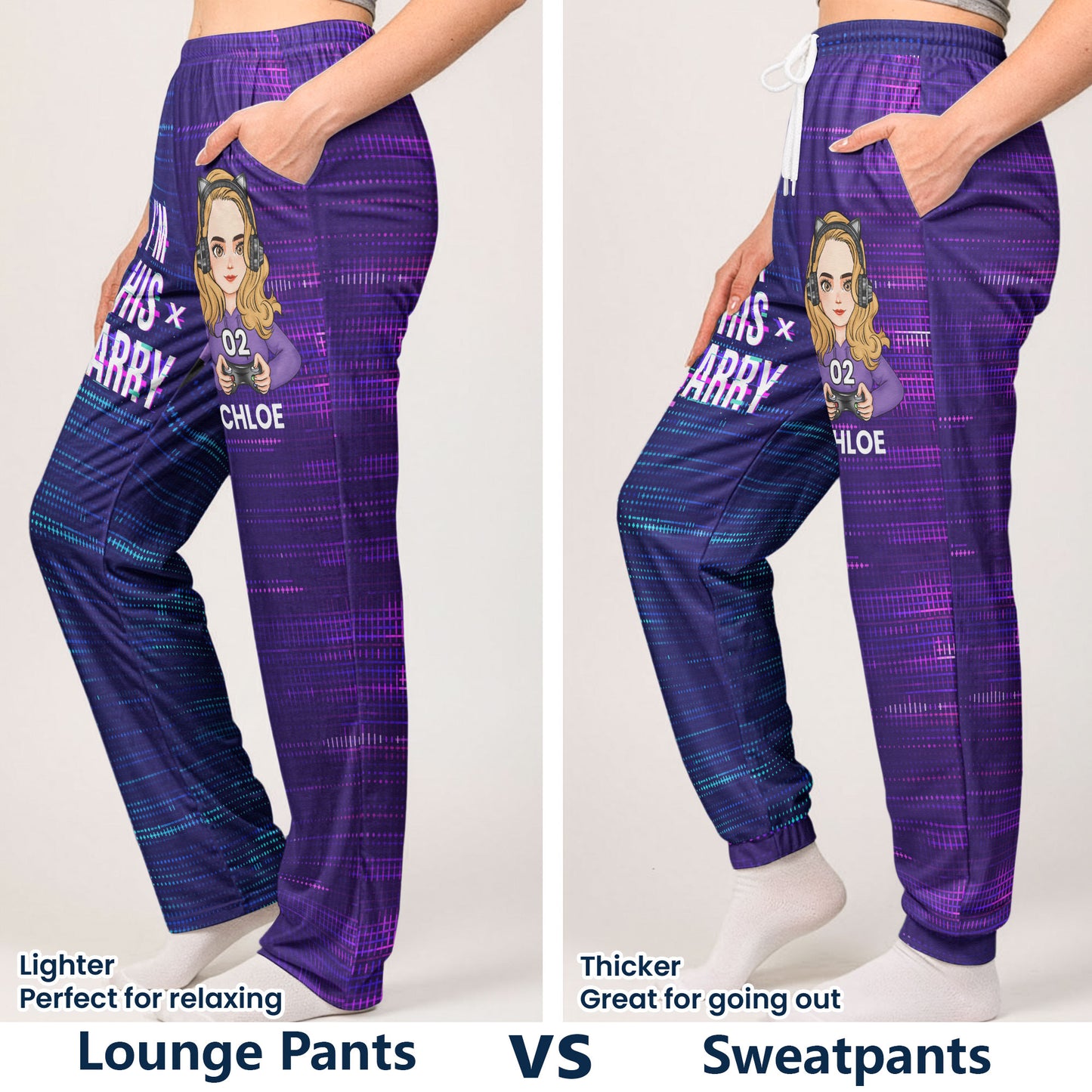 Matching Gaming Couples Player 01 02 For Gamer Lovers - Personalized Sweatpants, Lounge Pants With Pockets