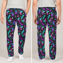 Matching Gaming Couples Player 01 02 - Personalized Lounge Pants With Pockets