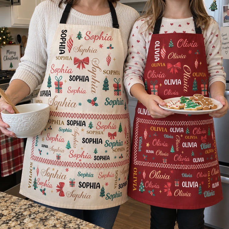 Matching-Family-Christmas-Apron-For-Adults,-Kids-Baking-Xmas-Personalized-Apron-1