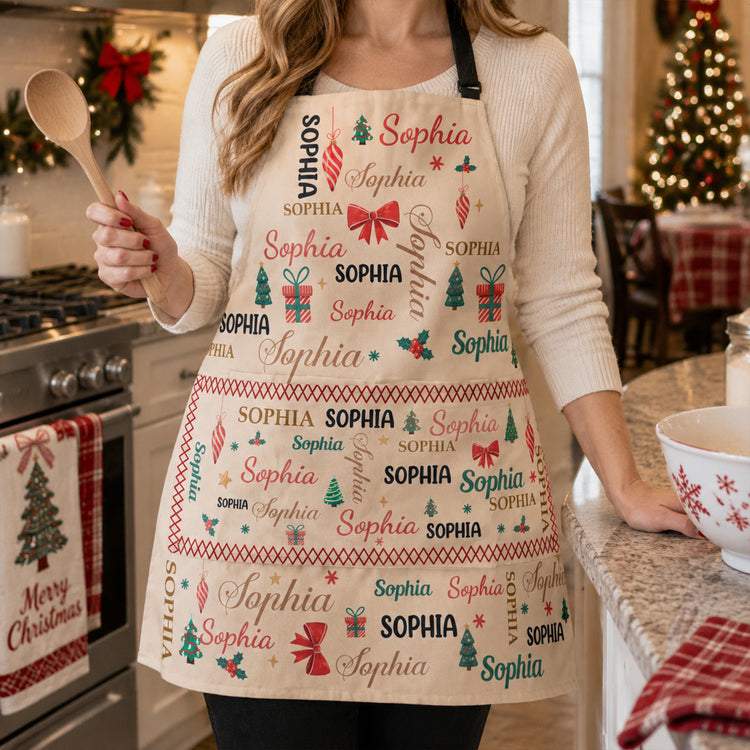 Matching-Family-Christmas-Apron-For-Adults,-Kids-Baking-Xmas-Personalized-Apron-2