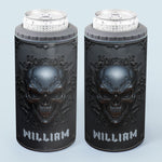 Matte Black Skull Cool Style - Personalized Can Cooler