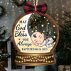 May God Bless You Always - Personalized Wood And Acrylic Ornament With Bow