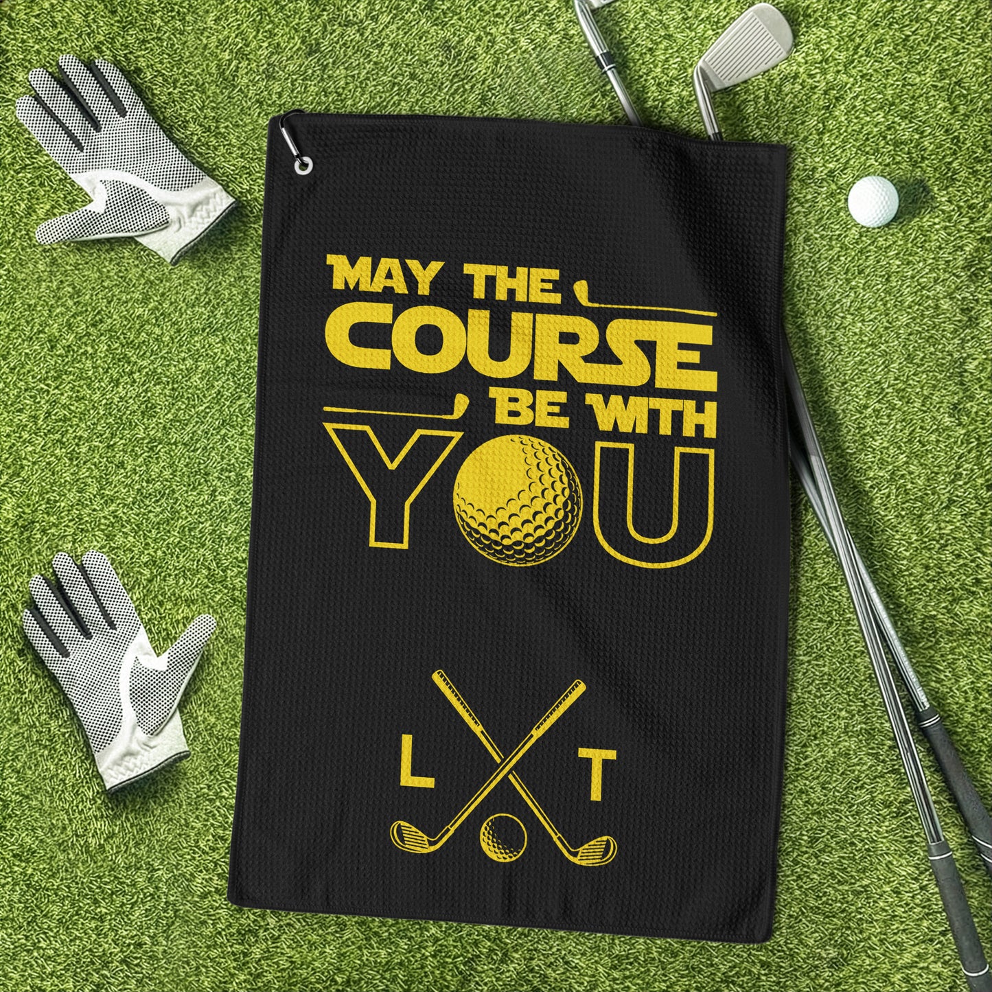 May The Course Be With You Custom Name For Men, Golfers, Husband, Buddies - Personalized Golf Towel
